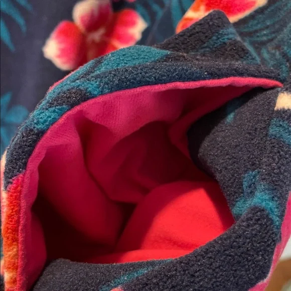 Lands' End Navy and Pink Floral Fleece Pullover Size L - Picture 8 of 9